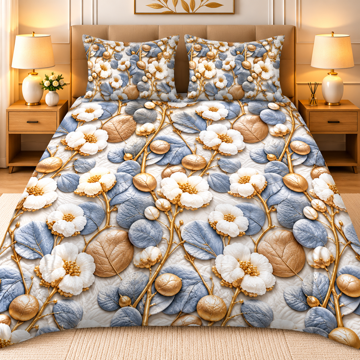 Diamond 3D Printed Bed Sheet Set - Design 26