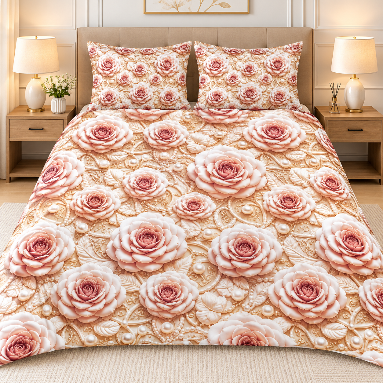 Diamond 3D Printed Bed Sheet Set - Design 19