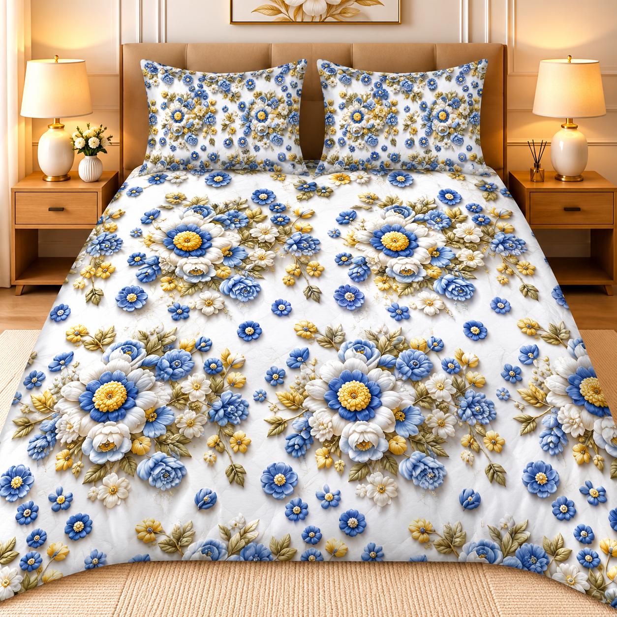 Diamond 3D Printed Bed Sheet Set - Design 11