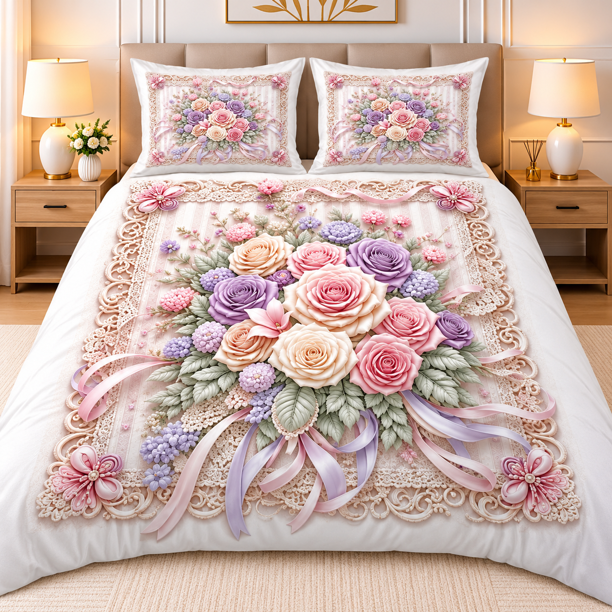 Diamond 3D Printed Bed Sheet Set - Design 23