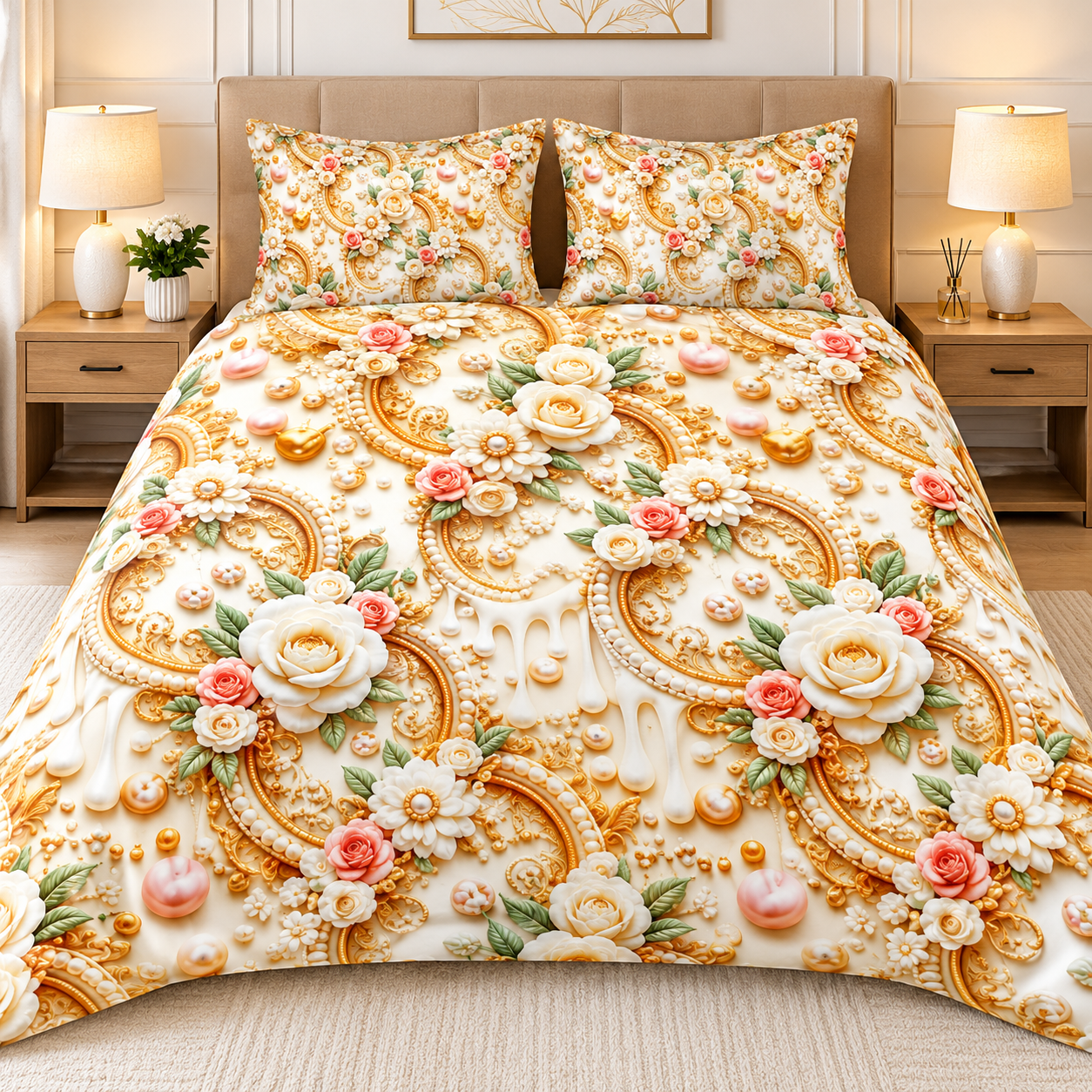 Diamond 3D Printed Bed Sheet Set - Design 31