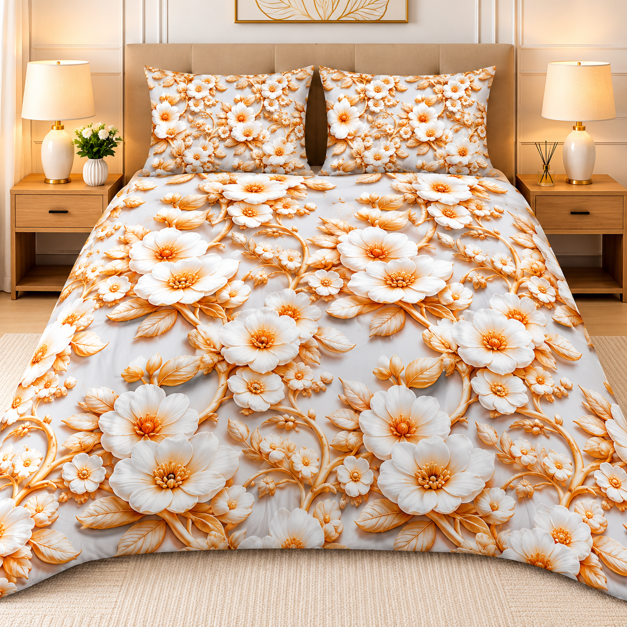 Diamond 3D Printed Bed Sheet Set - Design 24