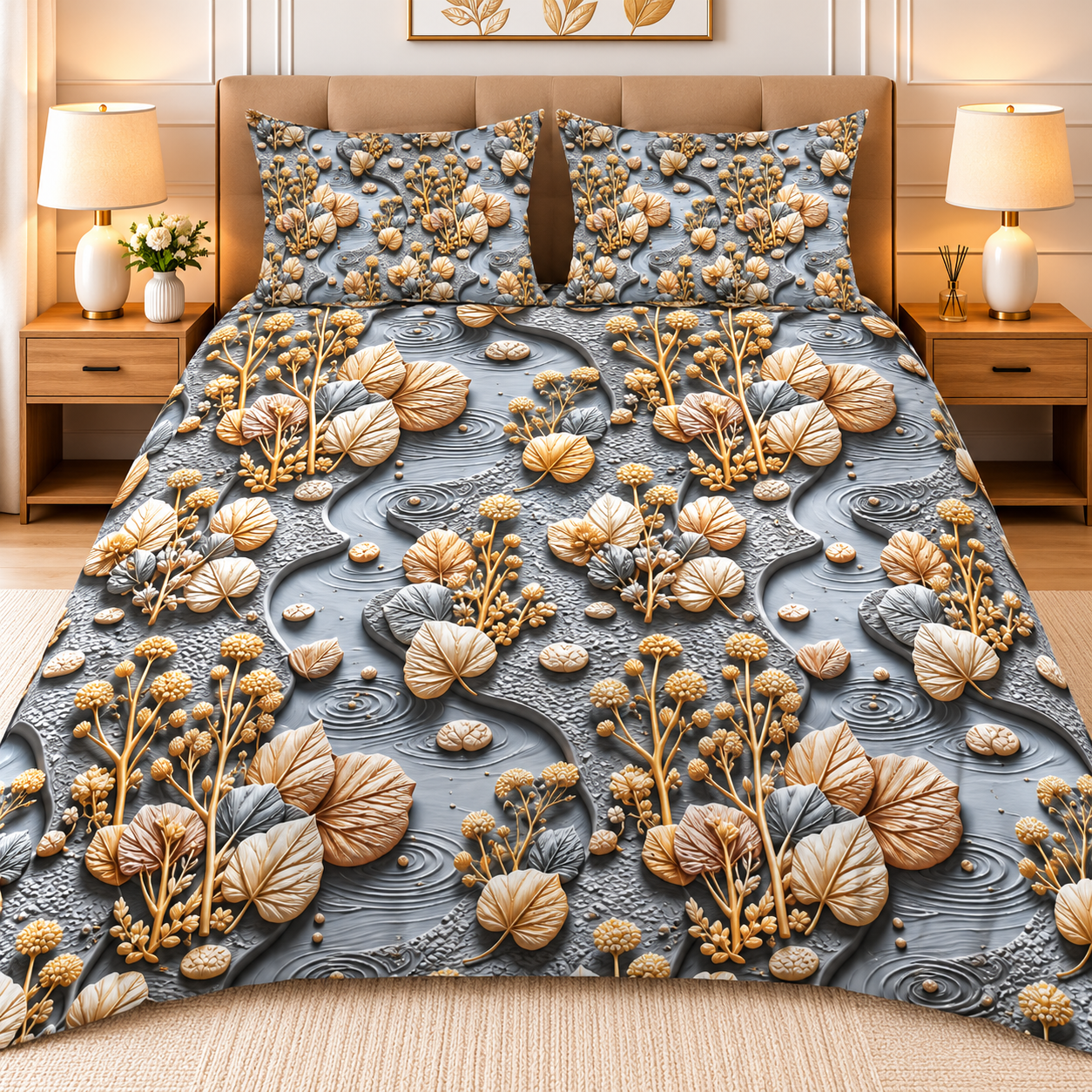 Diamond 3D Printed Bed Sheet Set - Design 03