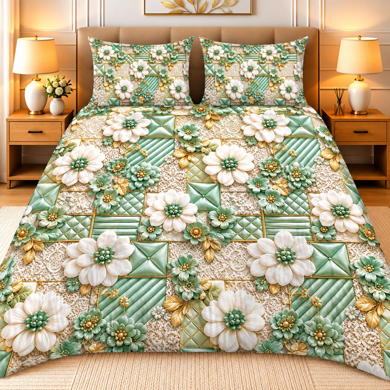 Diamond 3D Printed Bed Sheet Set - Design 27