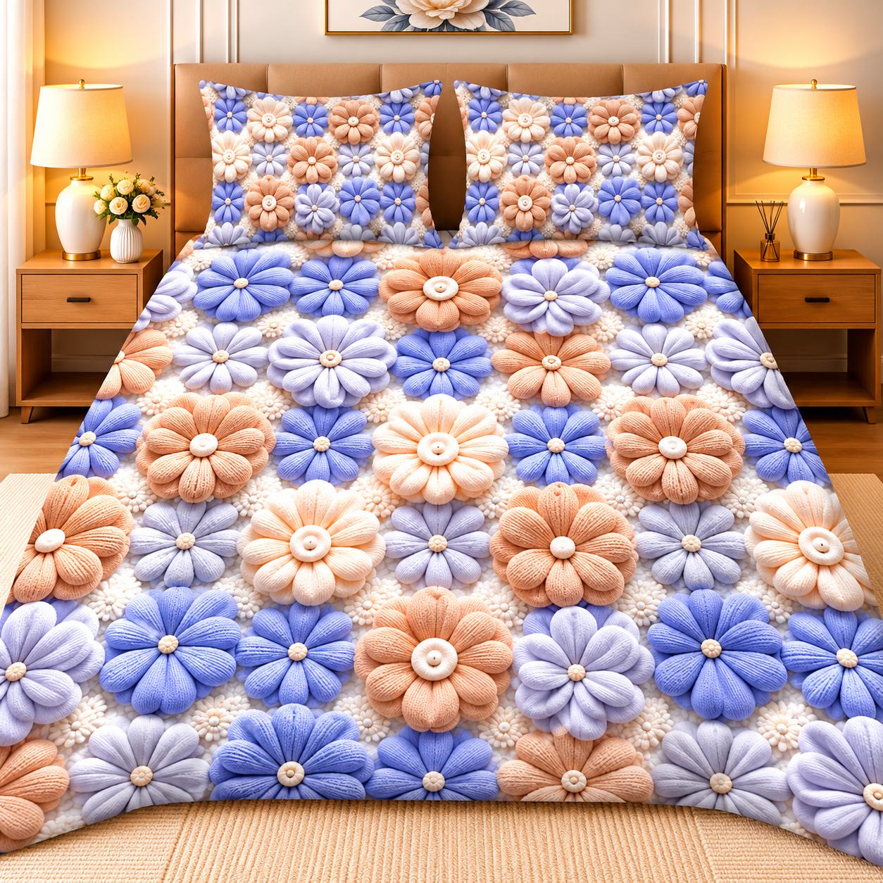 Diamond 3D Printed Bed Sheet Set - Design 33