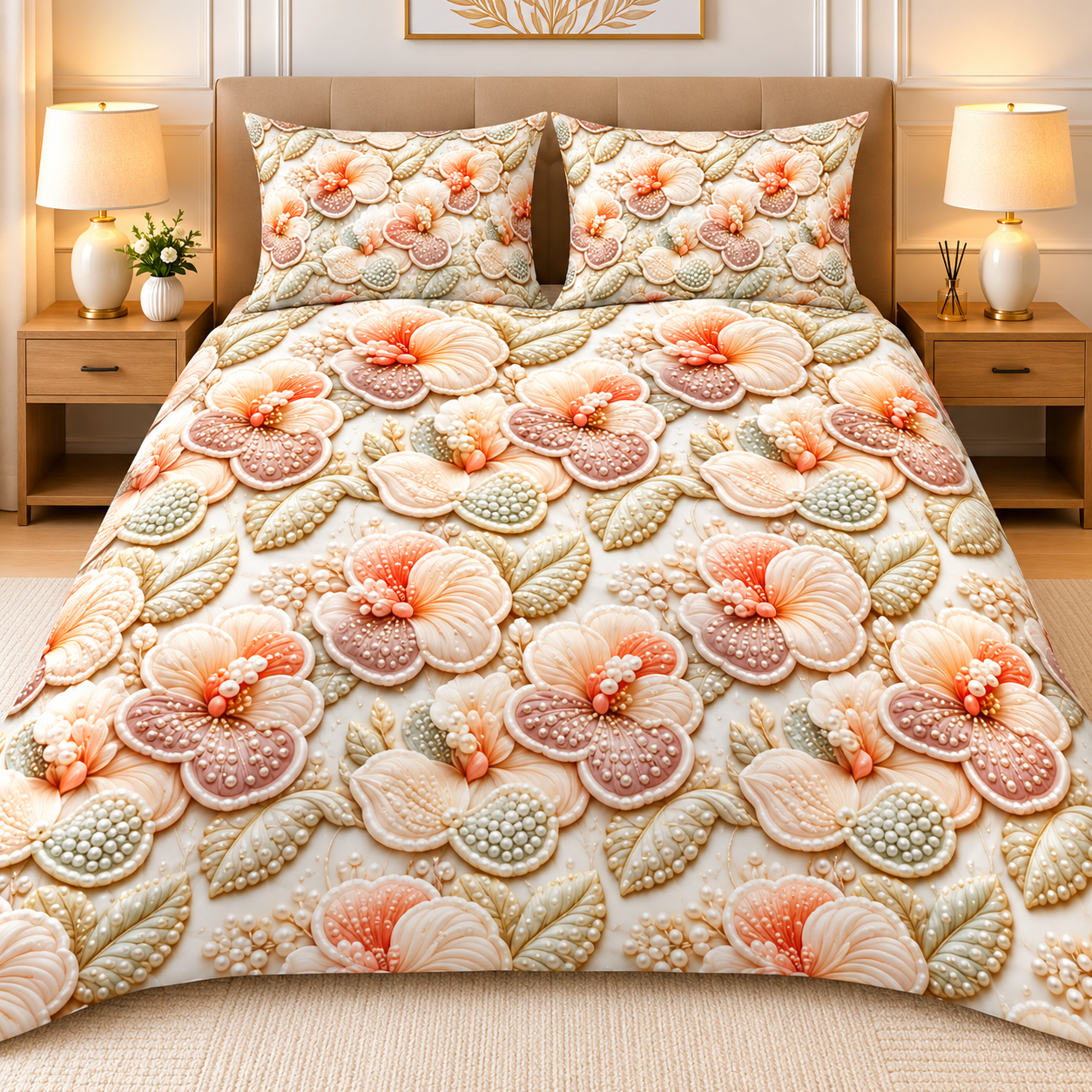 Diamond 3D Printed Bed Sheet Set - Design 36