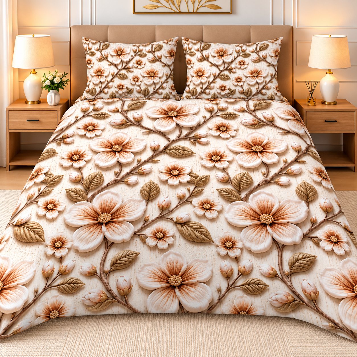 Diamond 3D Printed Bed Sheet Set - Design 32