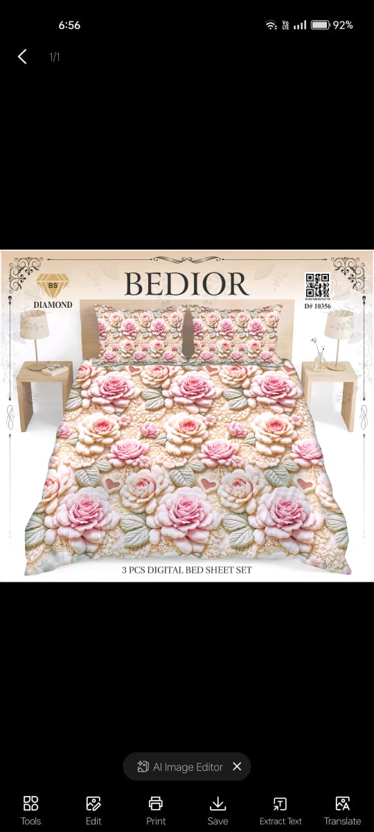 Diamond 3D Printed Bed Sheet Set - Design 04
