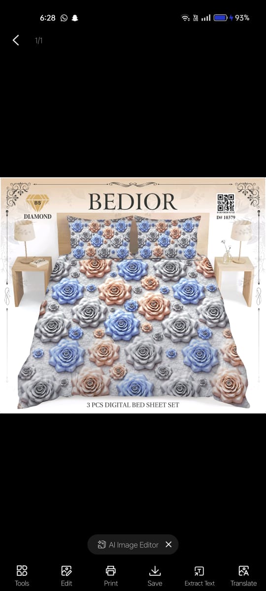 Diamond 3D Printed Bed Sheet Set - Design 12