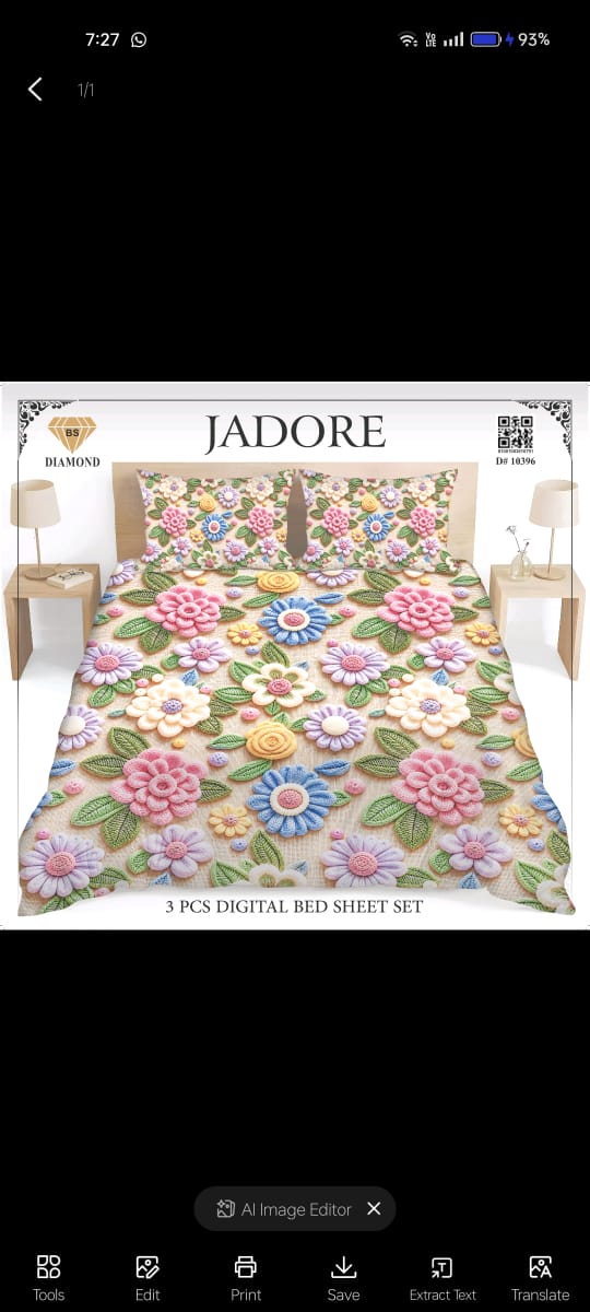 Diamond 3D Printed Bed Sheet Set - Design 28