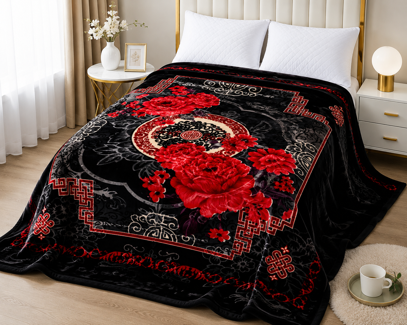 Premium Cloudy 2-Ply Double Bed Blanket Black