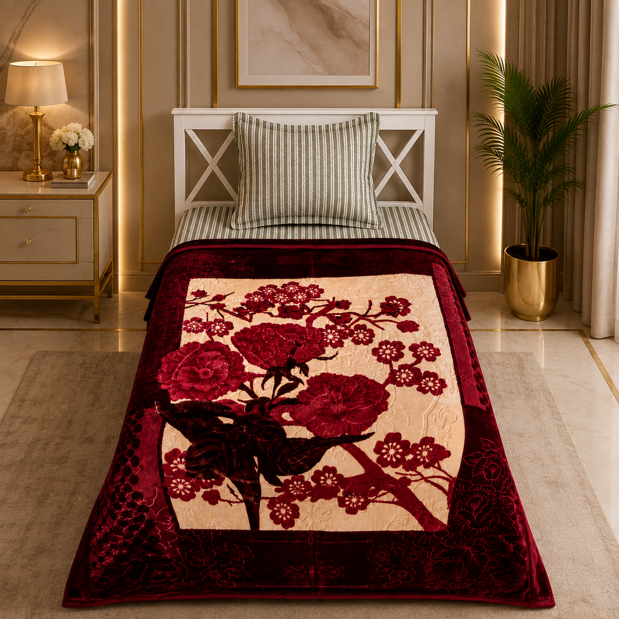 Prestige Single Bed 2-Ply Blanket Maroon