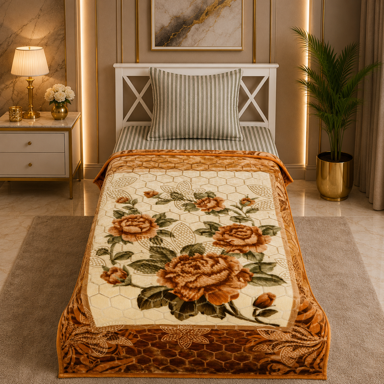 Prestige Single Bed 2-Ply Blanket Brown