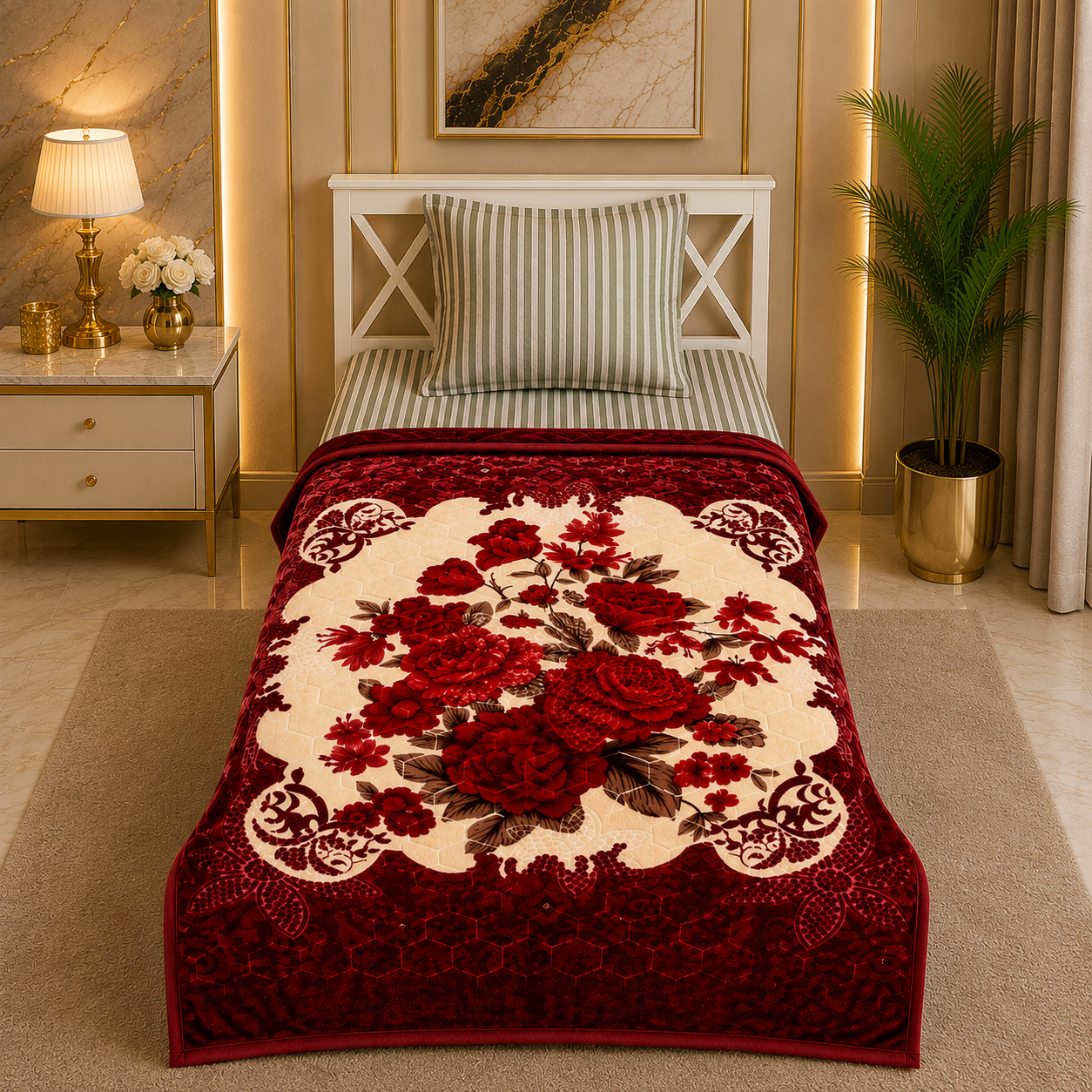 Prestige Single Bed 2-Ply Blanket Maroon