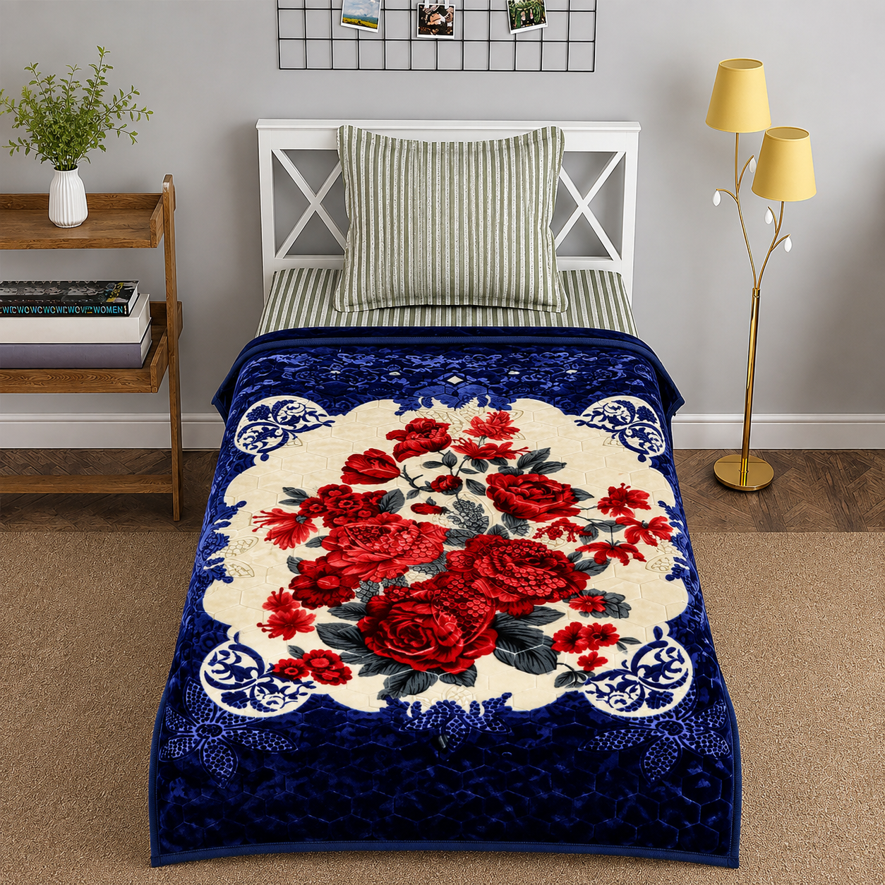 Prestige Single Bed 2-Ply Blanket Blue
