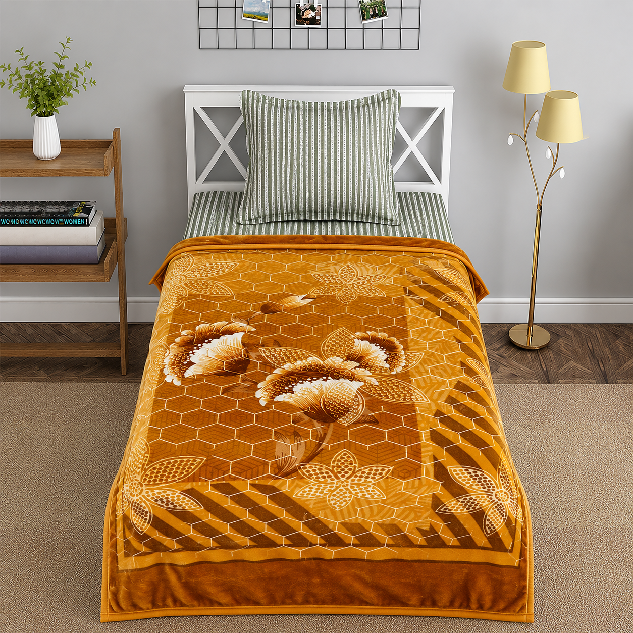 Prestige Single Bed 2-Ply Blanket Golden