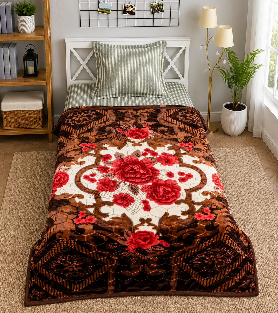 Royal Home Single Bed 2-Ply Blanket Coffee