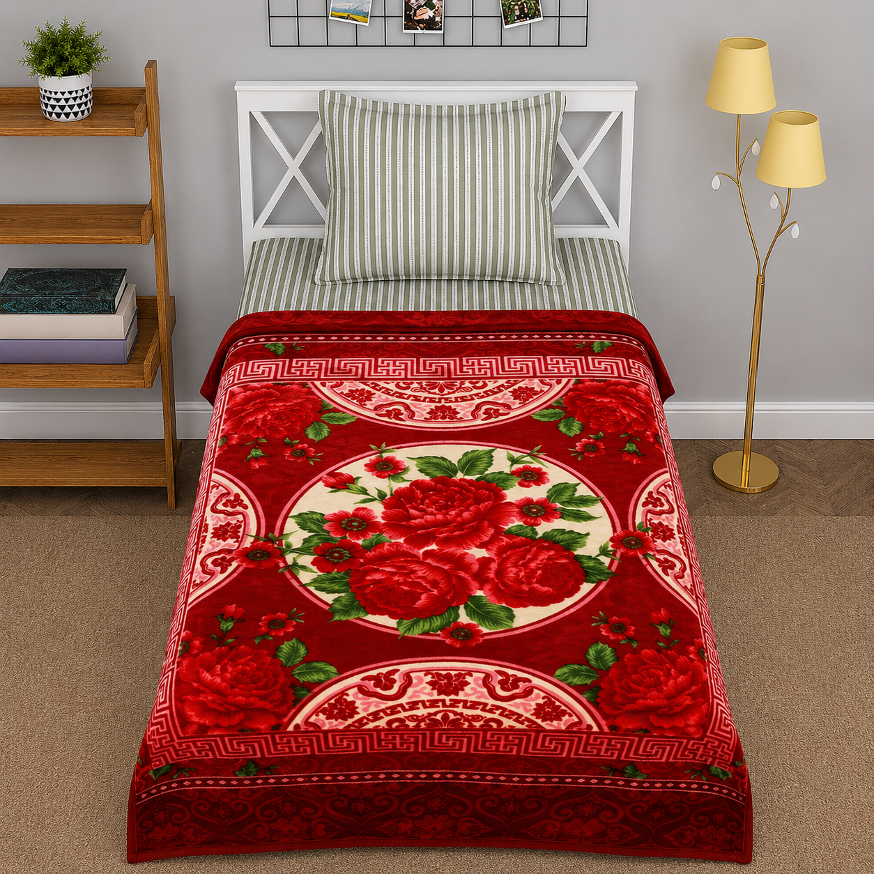 Single Bed 2-Ply Blanket 005 Maroon